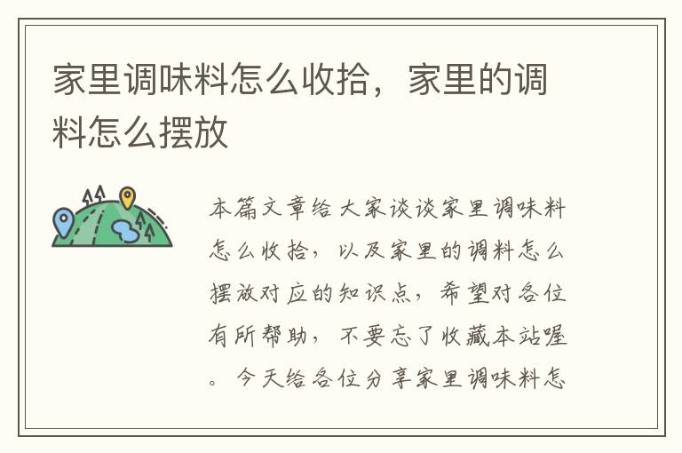 家里调味料怎么收拾,家里的调料怎么摆放