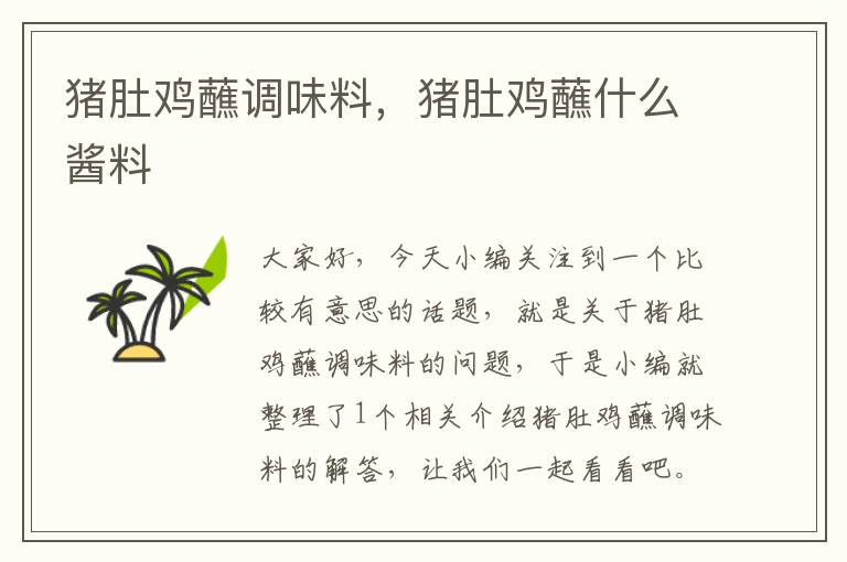 猪肚鸡蘸调味料,猪肚鸡蘸什么酱料