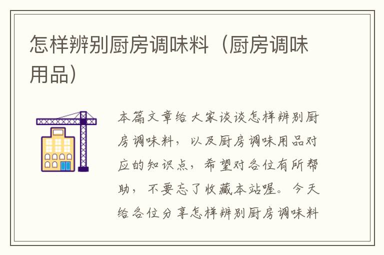 怎样辨别厨房调味料(厨房调味用品)