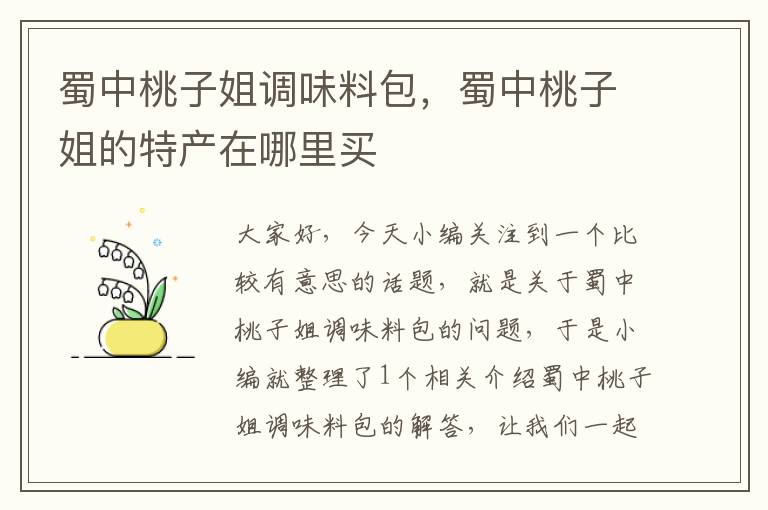 蜀中桃子姐调味料包,蜀中桃子姐的特产在哪里买