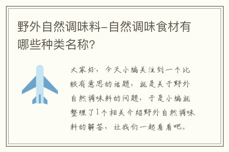野外自然调味料-自然调味食材有哪些种类名称?