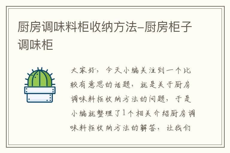 厨房调味料柜收纳方法-厨房柜子调味柜