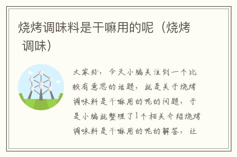 烧烤调味料是干嘛用的呢(烧烤 调味)