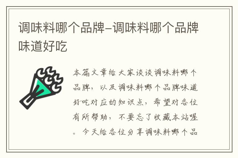 调味料哪个品牌-调味料哪个品牌味道好吃