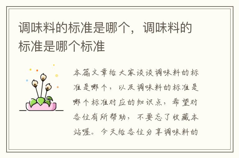 调味料的标准是哪个,调味料的标准是哪个标准