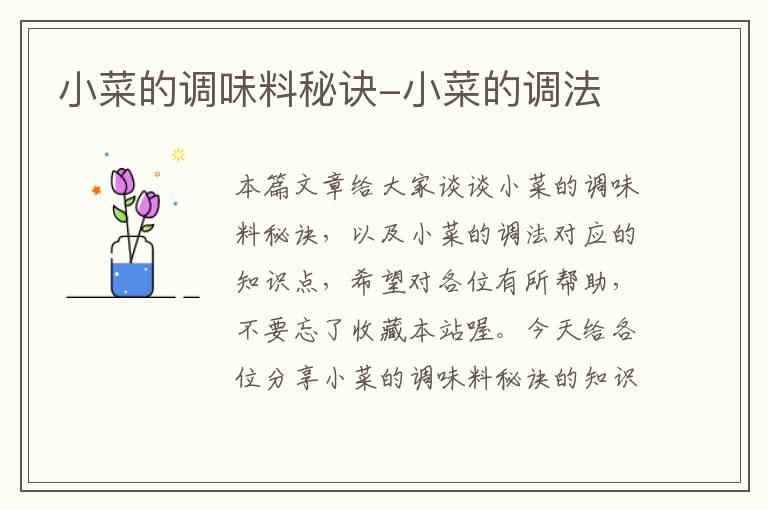 小菜的调味料秘诀-小菜的调法