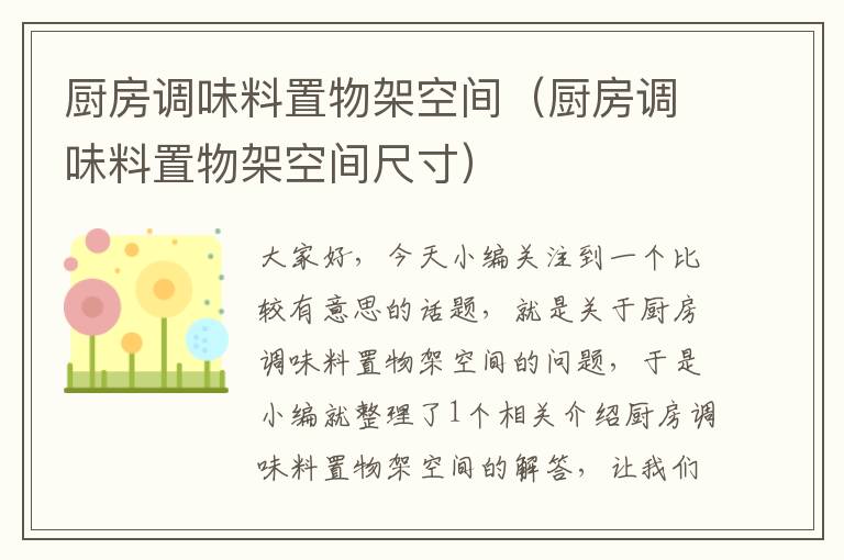 厨房调味料置物架空间(厨房调味料置物架空间尺寸)