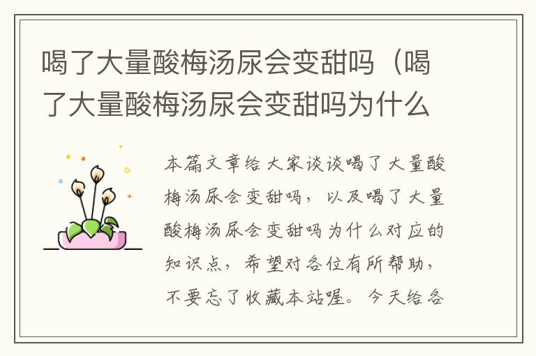 喝了大量酸梅汤尿会变甜吗(喝了大量酸梅汤尿会变甜吗为什么)