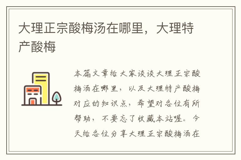 大理正宗酸梅汤在哪里,大理特产酸梅