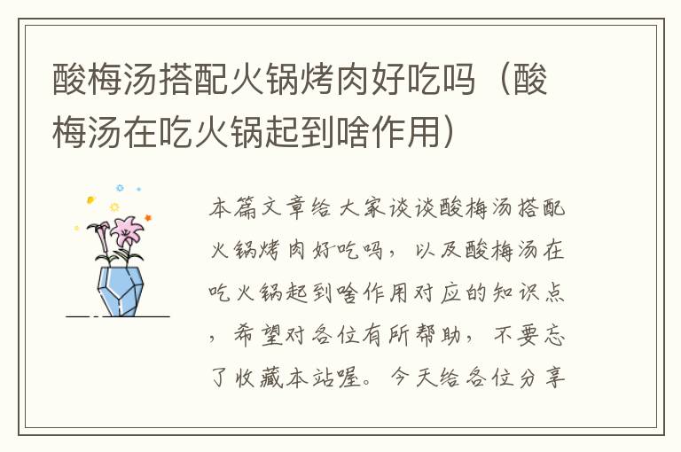 酸梅汤搭配火锅烤肉好吃吗(酸梅汤在吃火锅起到啥作用)