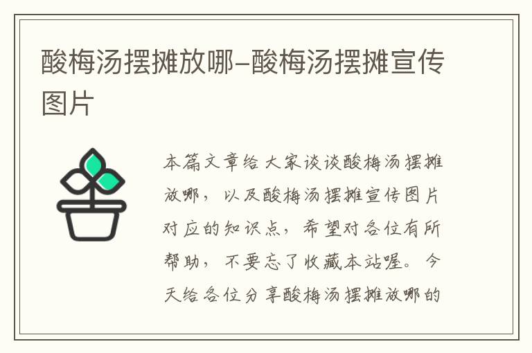 酸梅汤摆摊放哪-酸梅汤摆摊宣传图片
