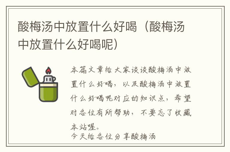 酸梅汤中放置什么好喝（酸梅汤中放置什么好喝呢）