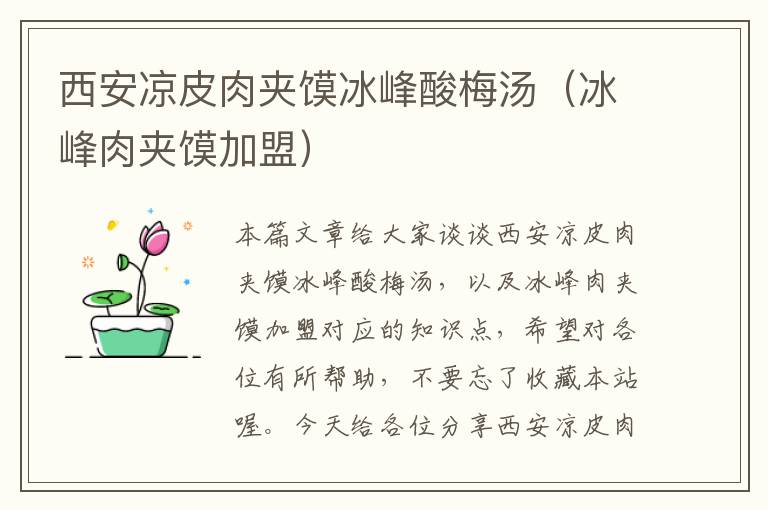 西安凉皮肉夹馍冰峰酸梅汤(冰峰肉夹馍加盟)