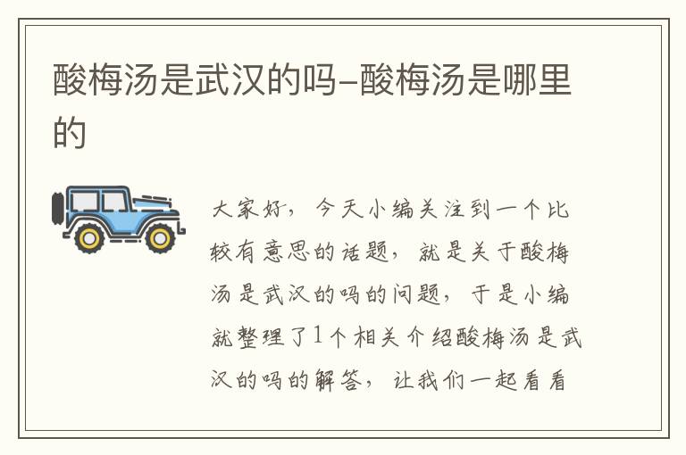 酸梅汤是武汉的吗-酸梅汤是哪里的