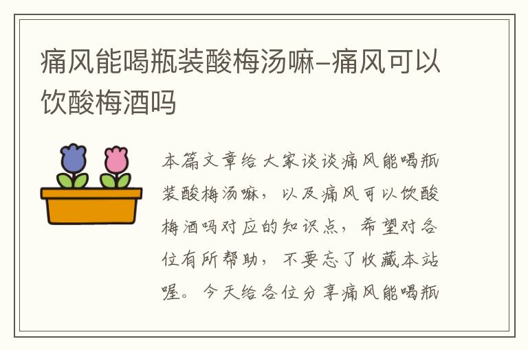 痛风能喝瓶装酸梅汤嘛-痛风可以饮酸梅酒吗