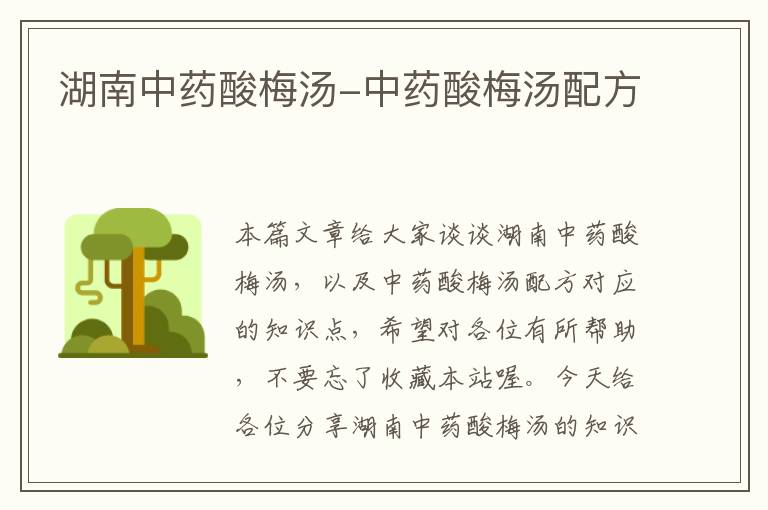 湖南中药酸梅汤-中药酸梅汤配方