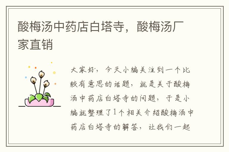 酸梅汤中药店白塔寺,酸梅汤厂家直销