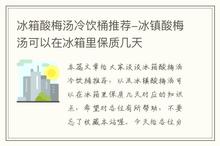 冰箱酸梅汤冷饮桶推荐-冰镇酸梅汤可以在冰箱里保质几天