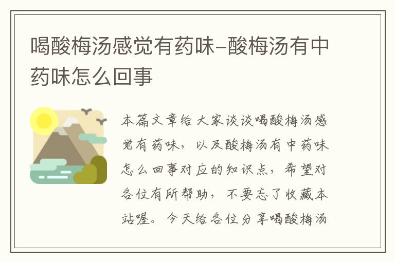 喝酸梅汤感觉有药味-酸梅汤有中药味怎么回事