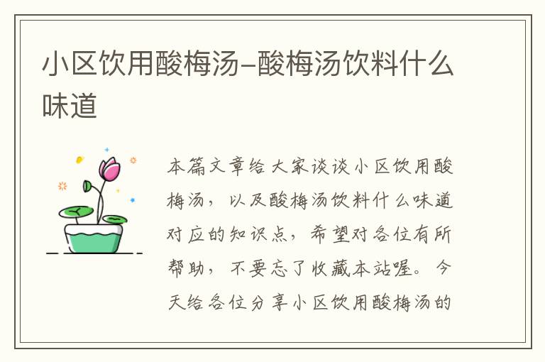 小区饮用酸梅汤-酸梅汤饮料什么味道