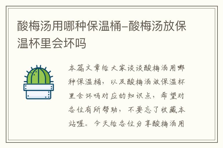 酸梅汤用哪种保温桶-酸梅汤放保温杯里会坏吗