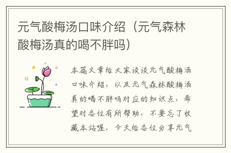 元气酸梅汤口味介绍(元气森林酸梅汤真的喝不胖吗)
