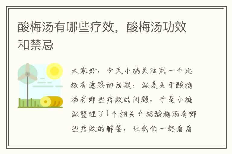酸梅汤有哪些疗效,酸梅汤功效和禁忌