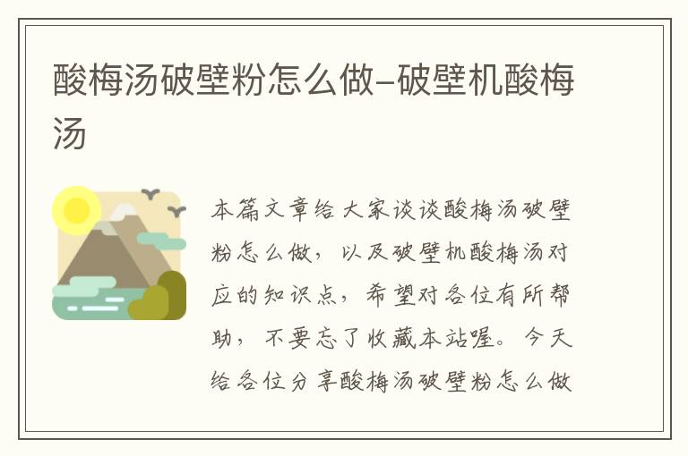 酸梅汤破壁粉怎么做-破壁机酸梅汤