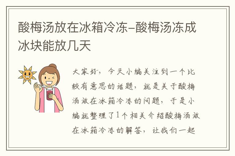 酸梅汤放在冰箱冷冻-酸梅汤冻成冰块能放几天