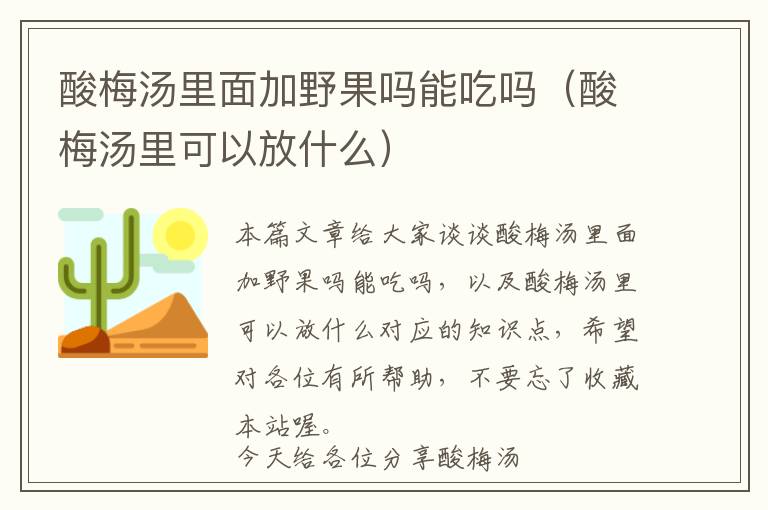 酸梅汤里面加野果吗能吃吗(酸梅汤里可以放什么)