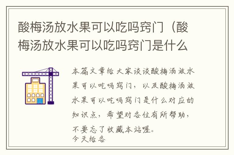 酸梅汤放水果可以吃吗窍门（酸梅汤放水果可以吃吗窍门是什么）