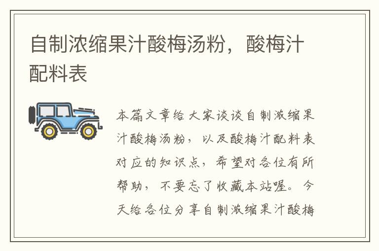 自制浓缩果汁酸梅汤粉,酸梅汁配料表