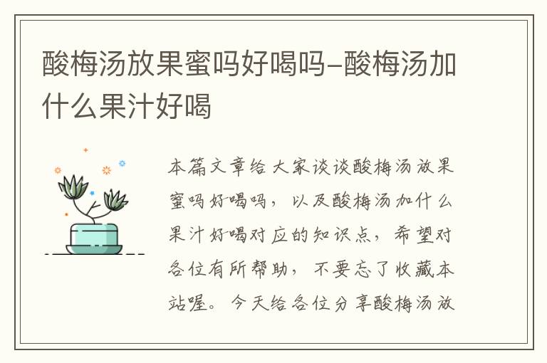 酸梅汤放果蜜吗好喝吗-酸梅汤加什么果汁好喝