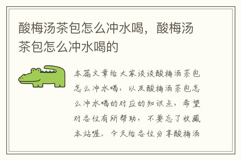 酸梅汤茶包怎么冲水喝,酸梅汤茶包怎么冲水喝的