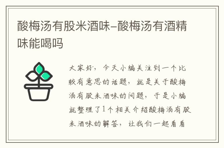 酸梅汤有股米酒味-酸梅汤有酒精味能喝吗