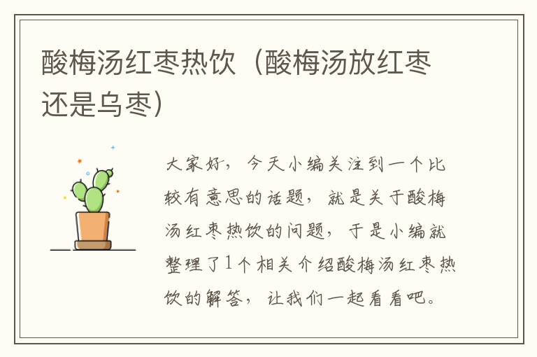 酸梅汤红枣热饮(酸梅汤放红枣还是乌枣)