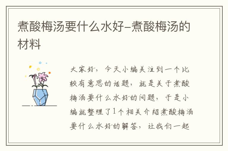 煮酸梅汤要什么水好-煮酸梅汤的材料