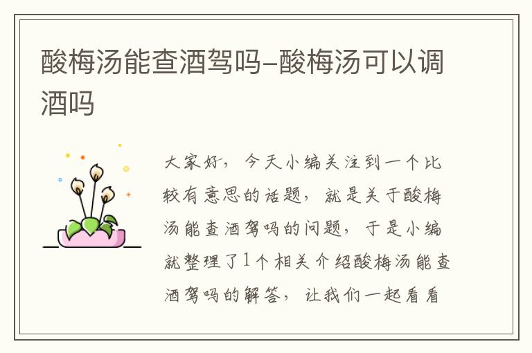 酸梅汤能查酒驾吗-酸梅汤可以调酒吗