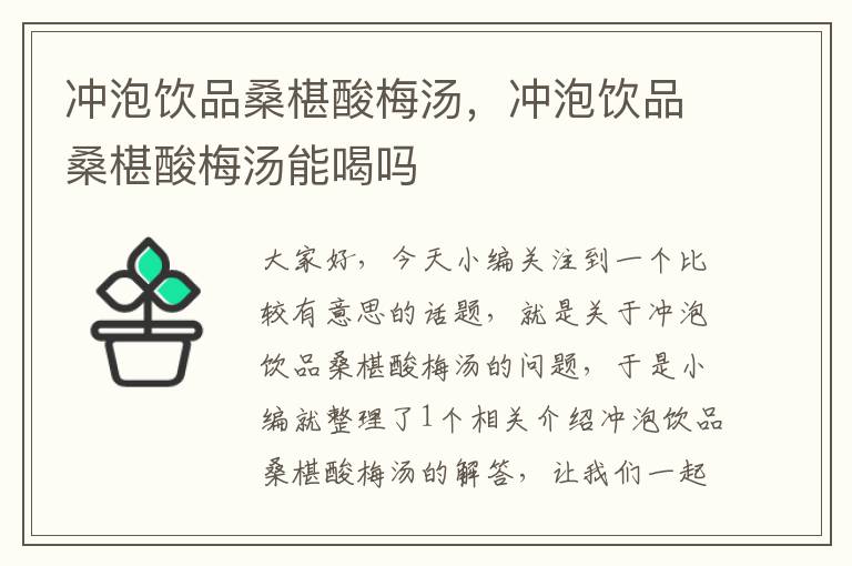 冲泡饮品桑椹酸梅汤,冲泡饮品桑椹酸梅汤能喝吗