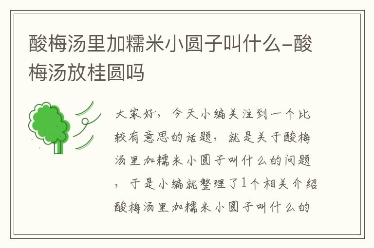 酸梅汤里加糯米小圆子叫什么-酸梅汤放桂圆吗