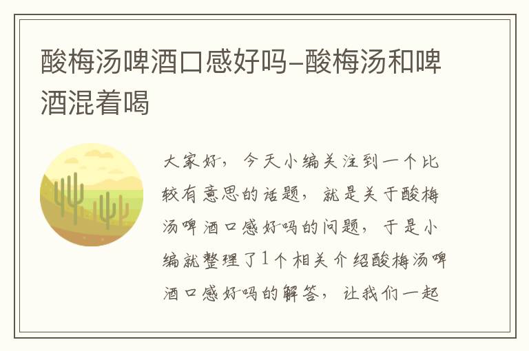 酸梅汤啤酒口感好吗-酸梅汤和啤酒混着喝