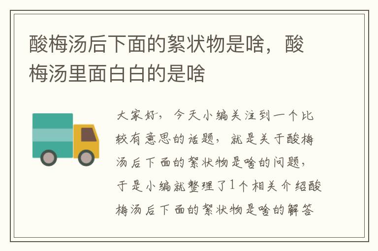酸梅汤后下面的絮状物是啥,酸梅汤里面白白的是啥