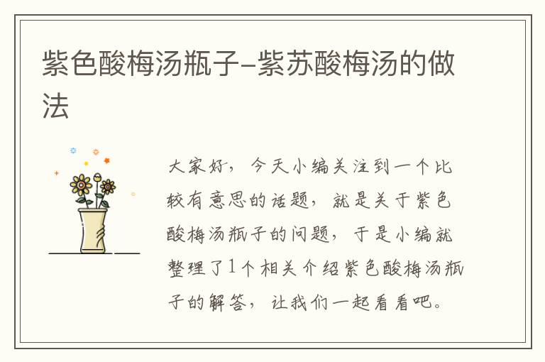 紫色酸梅汤瓶子-紫苏酸梅汤的做法