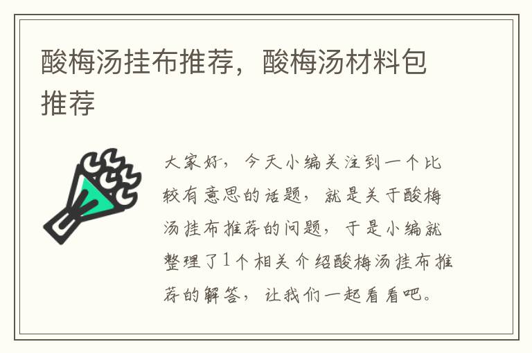 酸梅汤挂布推荐,酸梅汤材料包推荐