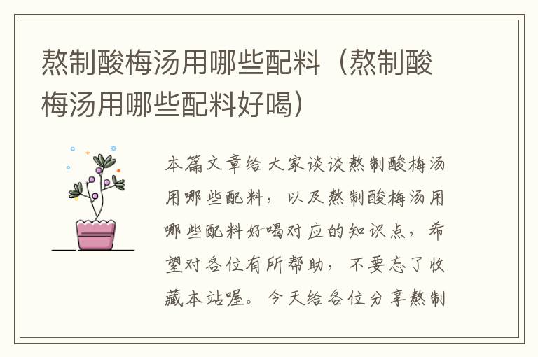 熬制酸梅汤用哪些配料(熬制酸梅汤用哪些配料好喝)