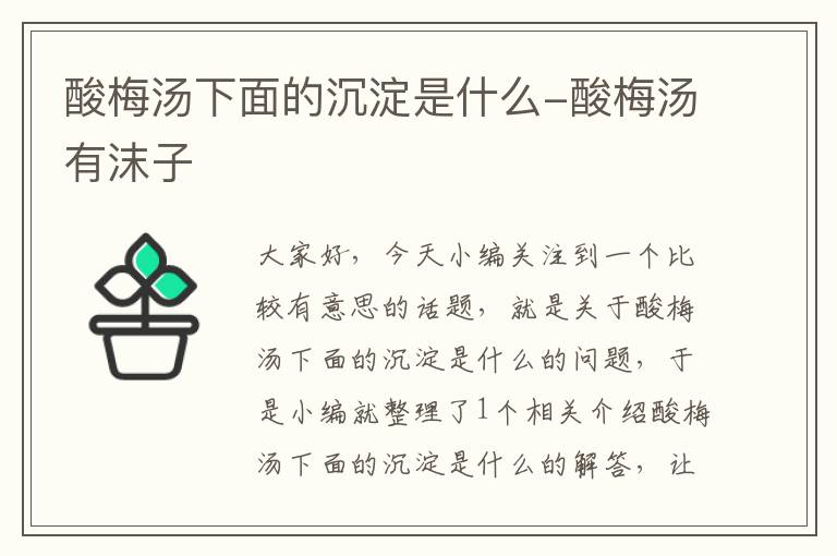 酸梅汤下面的沉淀是什么-酸梅汤有沫子