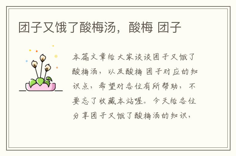 团子又饿了酸梅汤,酸梅 团子