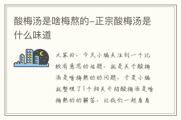 酸梅汤是啥梅熬的-正宗酸梅汤是什么味道