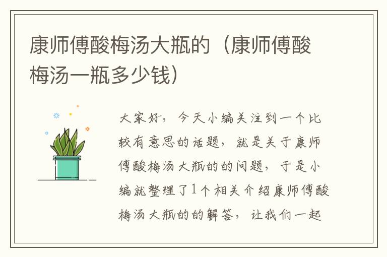康师傅酸梅汤大瓶的(康师傅酸梅汤一瓶多少钱)