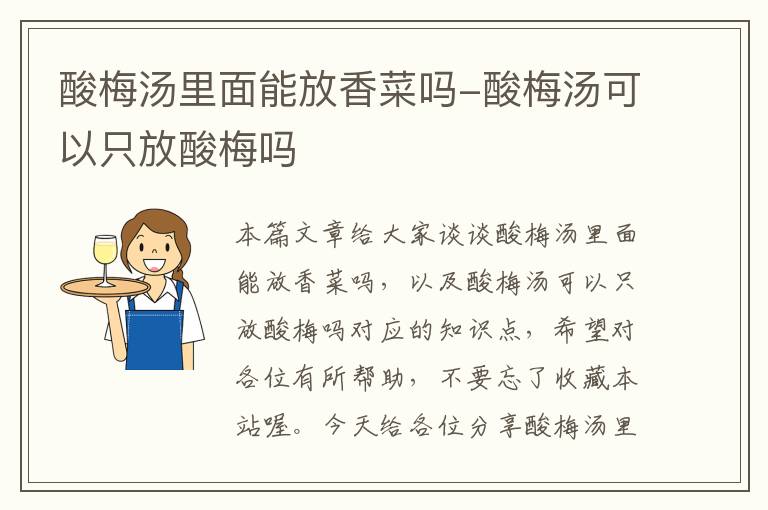 酸梅汤里面能放香菜吗-酸梅汤可以只放酸梅吗